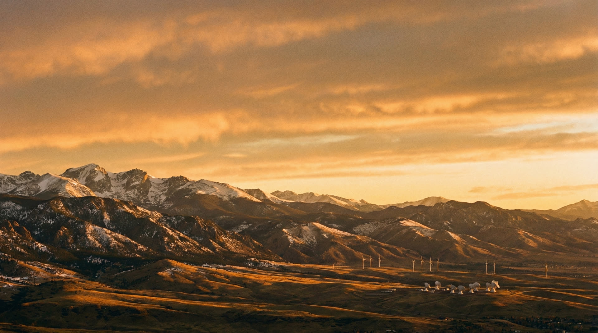 Colorado mountain landscape with subtle technology overlay